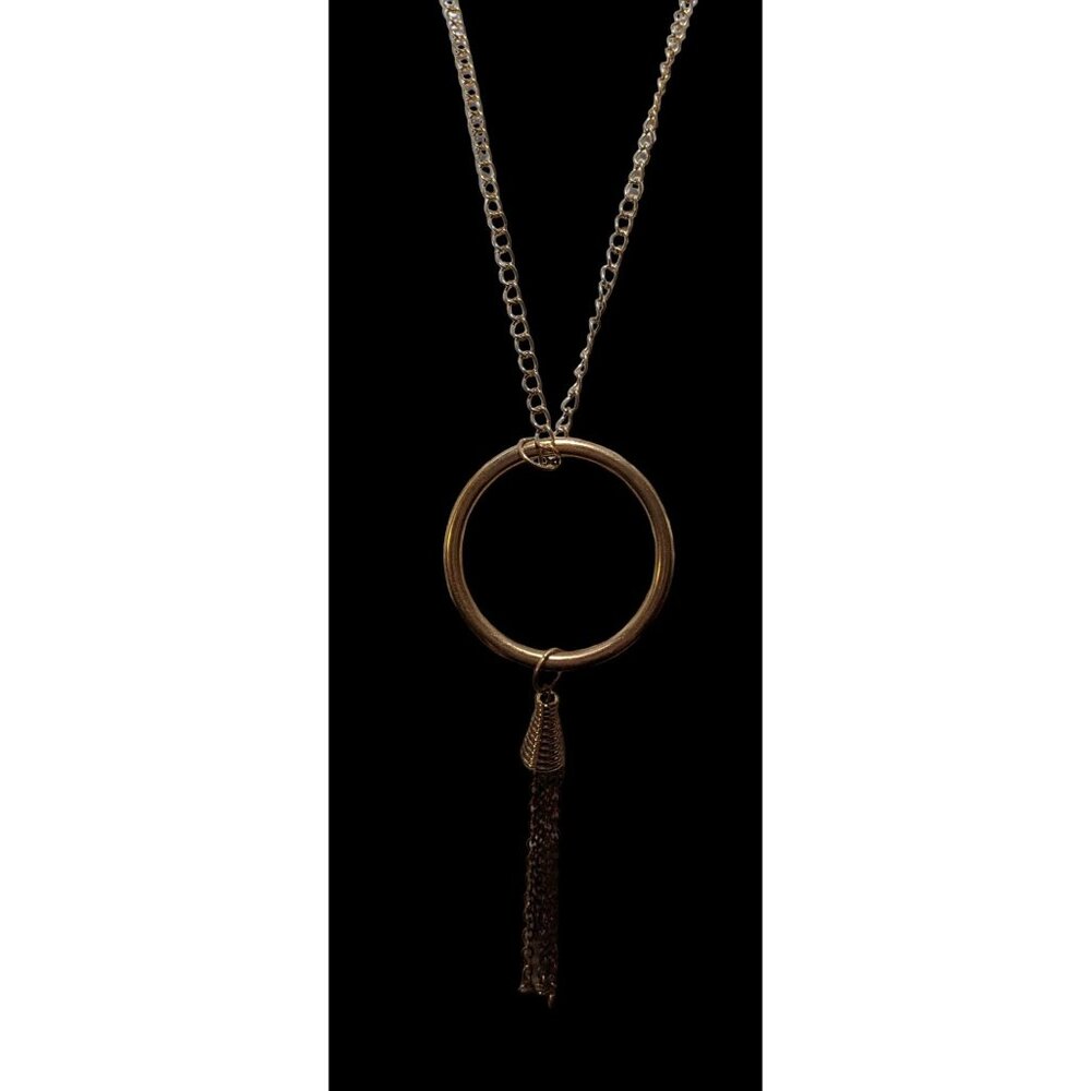 Bohemian Gold Hoop Pendant Tassel Neckalce - Picture 3 of 8